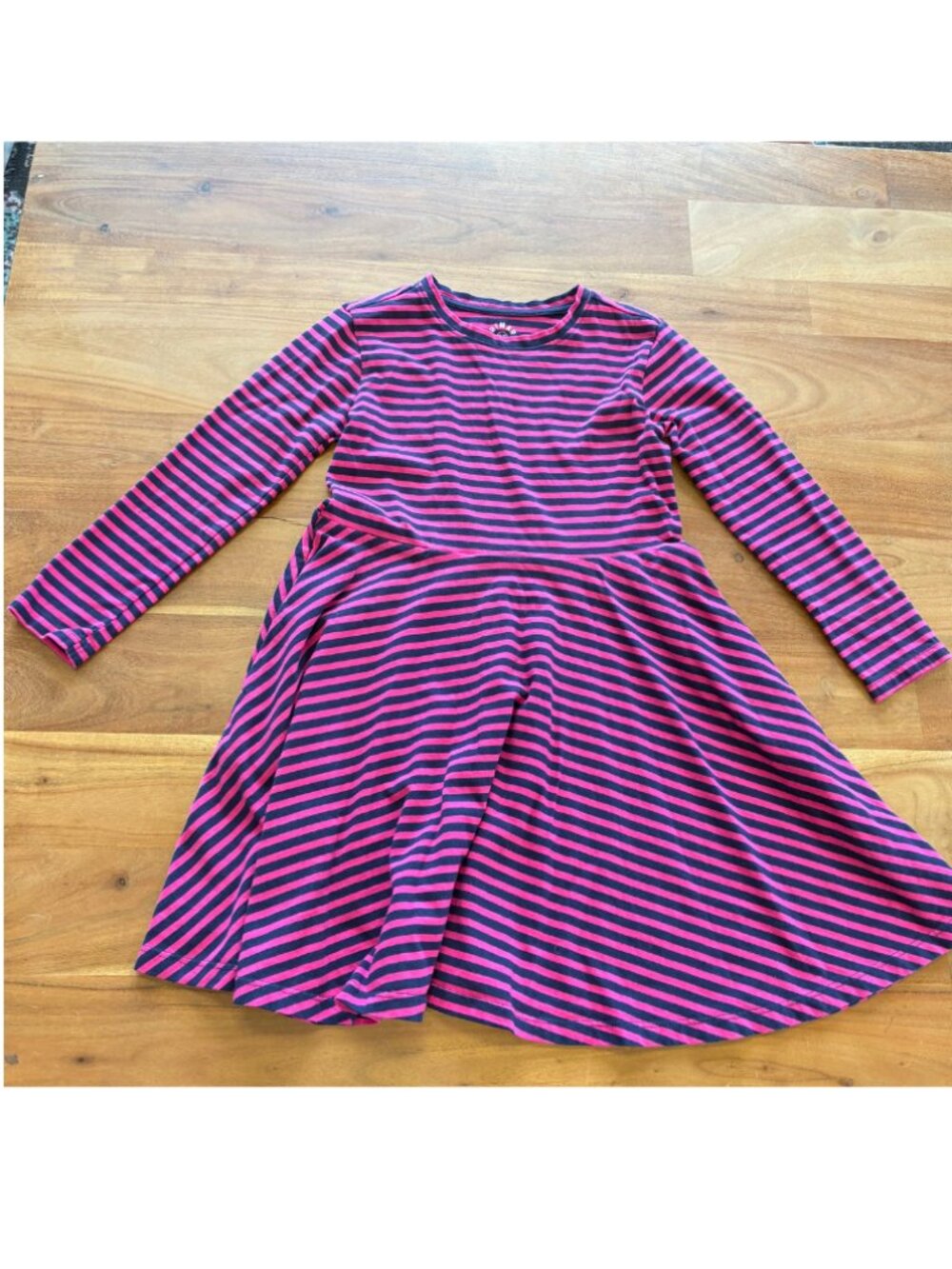 Primary- kids long sleeve twirly dress in mini stripe